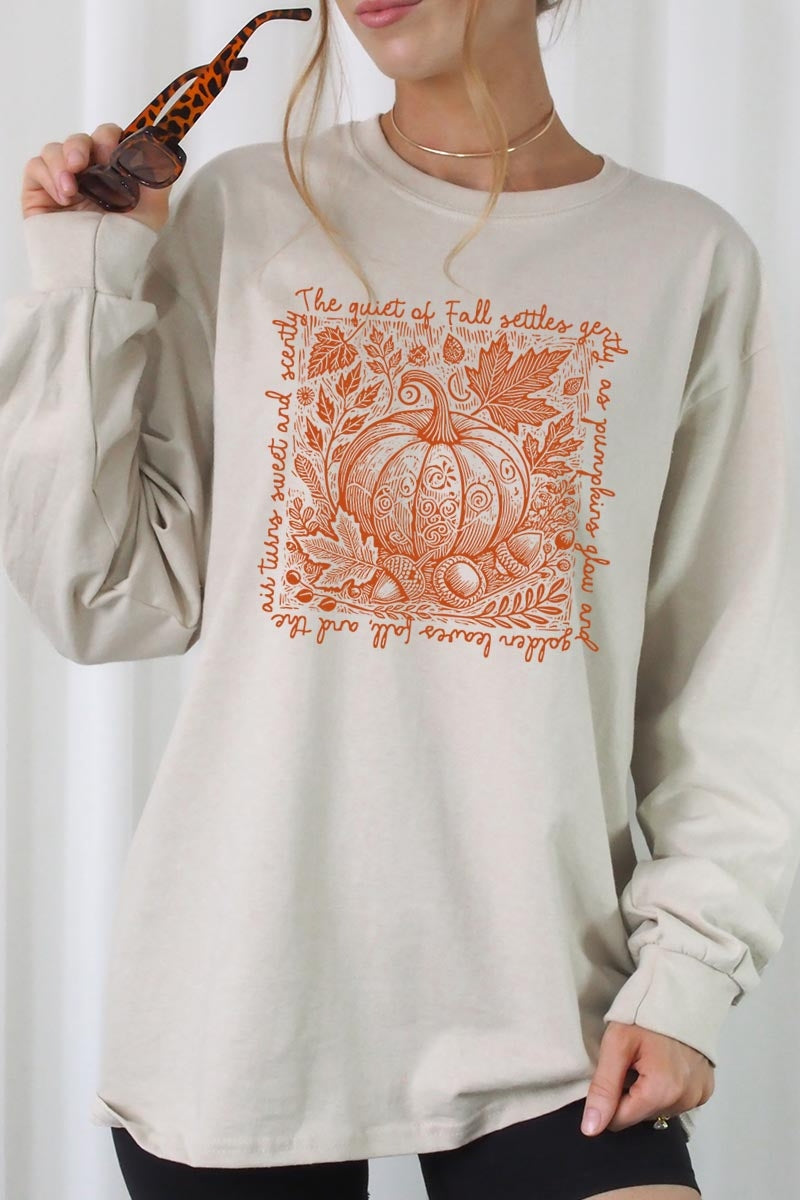 UL240P-E3112 Fall Pumpkin Graphic Plus Long Sleeve Tee $17