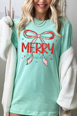 US3001-E3197 Merry Christmas Bow Graphic Tee $12.5
