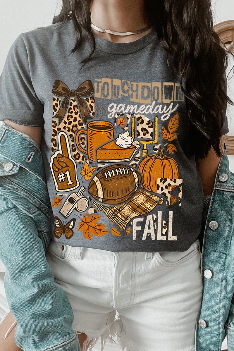 US3001P-E3134 Fall Football Collage Graphic Plus Tee $16