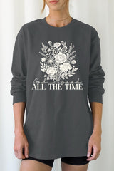 UL240-E3116 God Is Good Floral Graphic Long Sleeve Tee $13.75