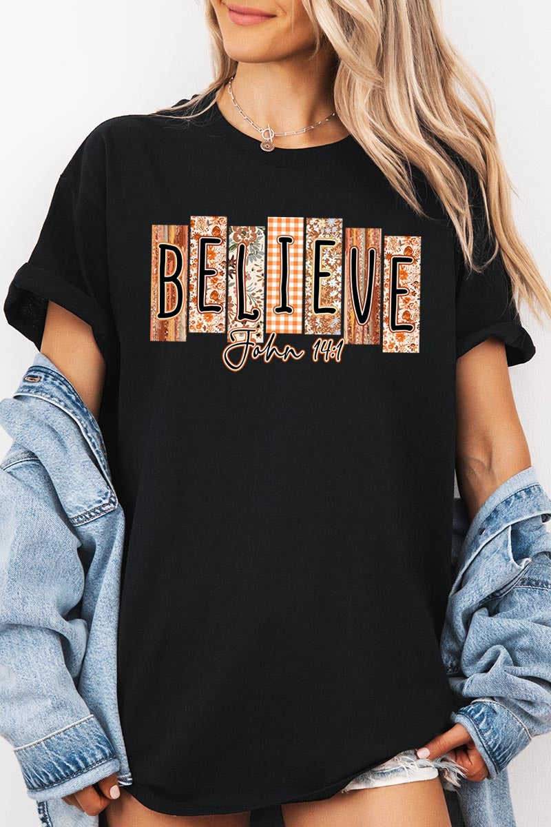 5000-E3167 Believe Fall Christian Graphic Heavy Cotton Tee $9