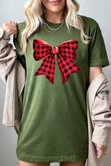 US3001P-E3198 Red Buffalo Plaid Bow Graphic Plus Tee $16