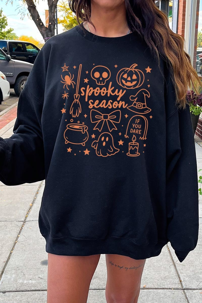 UL180-E3141 Halloween Doodle Graphic Sweatshirt $20