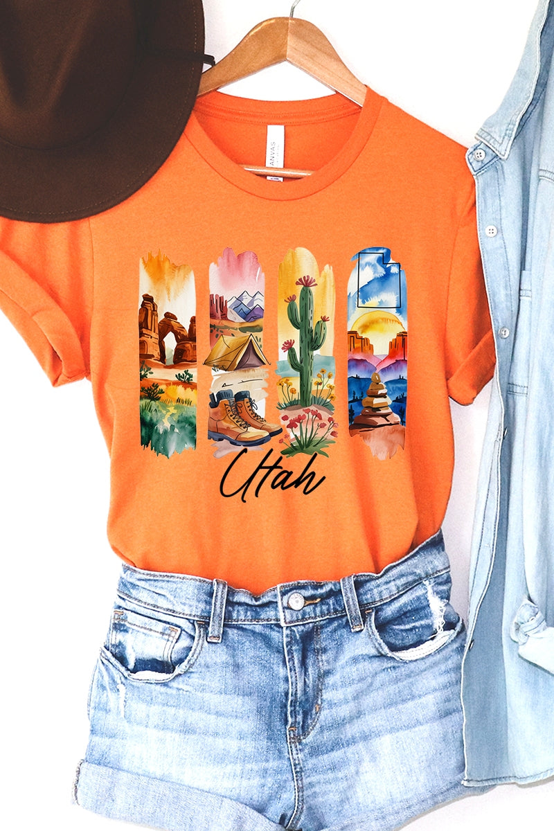 US3001-E3061UT Utah State Brushstroke Graphic Tee $12.5