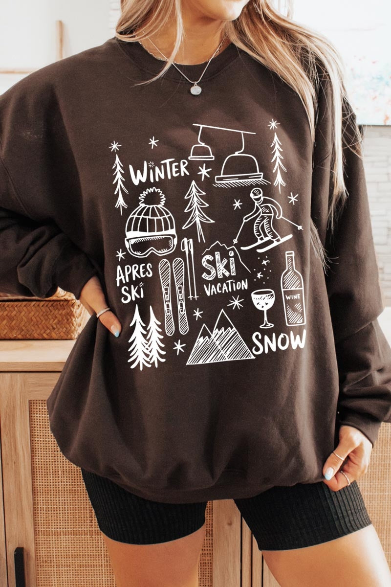 UL180-E3188 Ski Doodle Graphic Sweatshirt $20