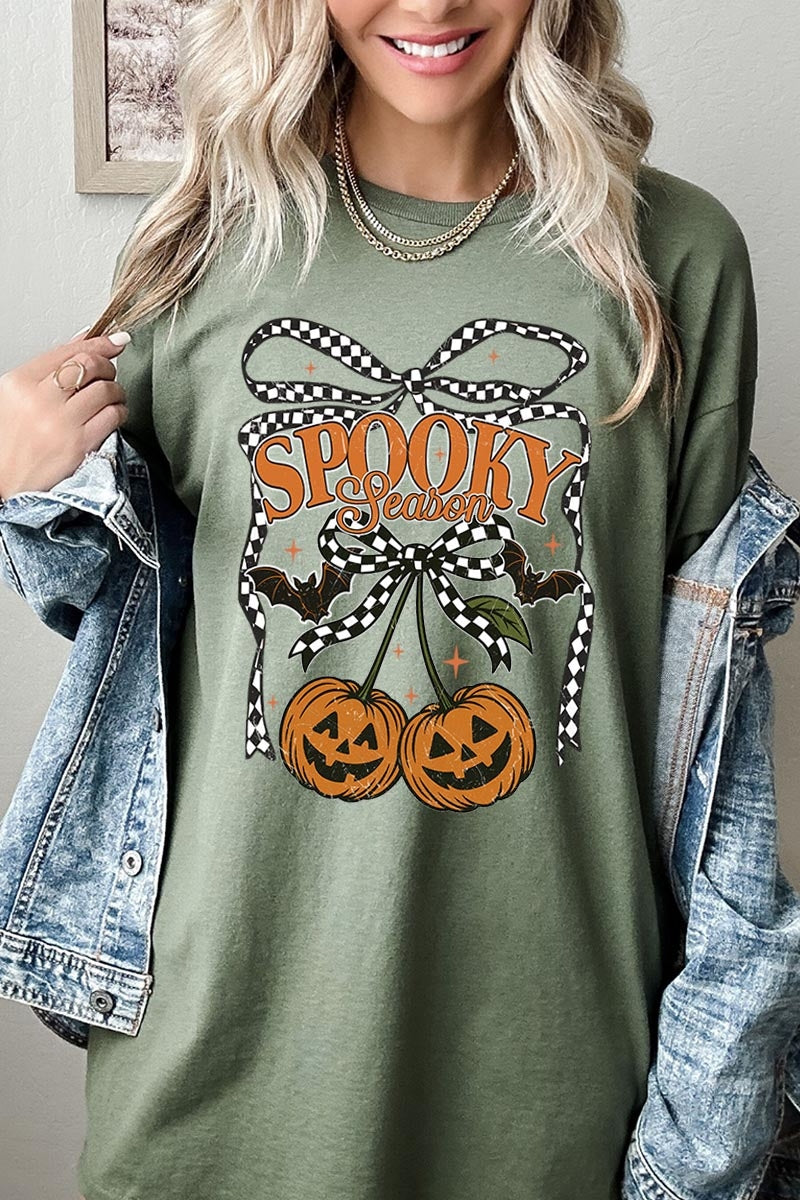 5000-E3085 Pumpkin Cherries Graphic Heavy Cotton Tee $9