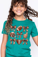 US3001Y-E3054Z Cute Football and Bow Kids Graphic Tee $11