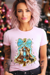 US3001P-E3184 Turquoise Christmas Tree Graphic Plus Tee $16