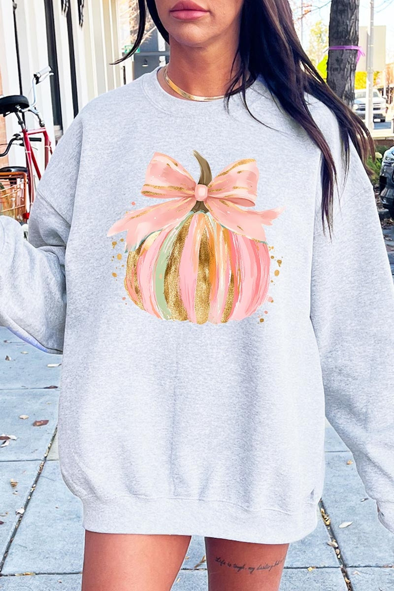 UL180P-E3083 Brushstroke Pumpkin Graphic Plus Sweatshirt $25