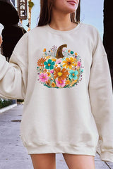 UL180-E3118 Floral Pumpkin Graphic Sweatshirt $20