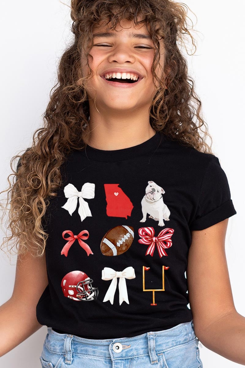 US3001Y-E3080Z Georgia Football Kids Graphic Tee $11