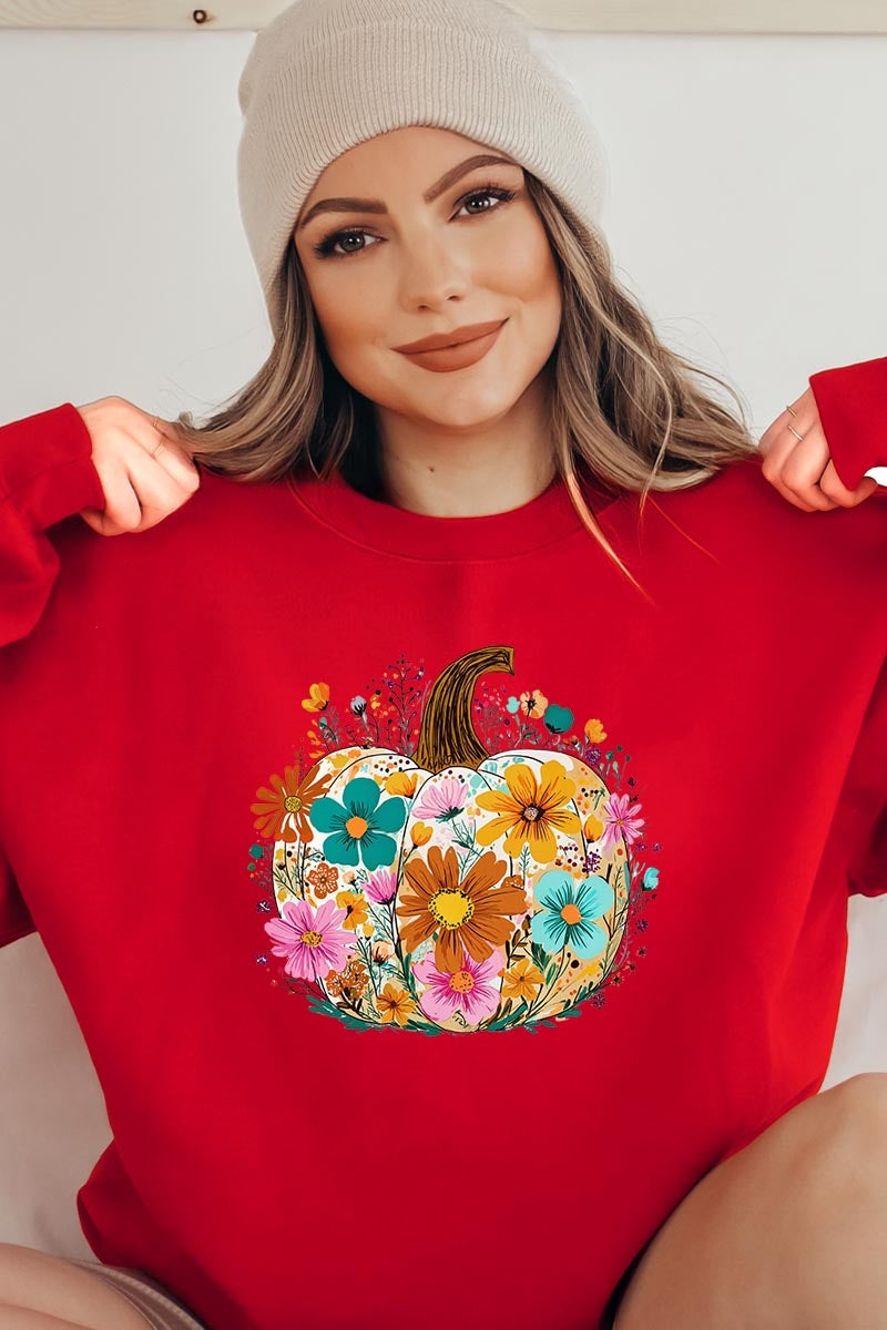 UL180-E3118 Floral Pumpkin Graphic Sweatshirt $20