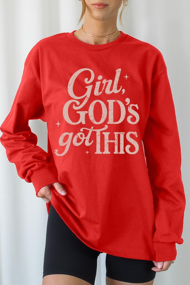 UL240-E3102 Girl, Godu2019s Got This Graphic Long Sleeve Tee $13.75