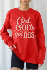 UL240-E3102 Girl, Godu2019s Got This Graphic Long Sleeve Tee $13.75