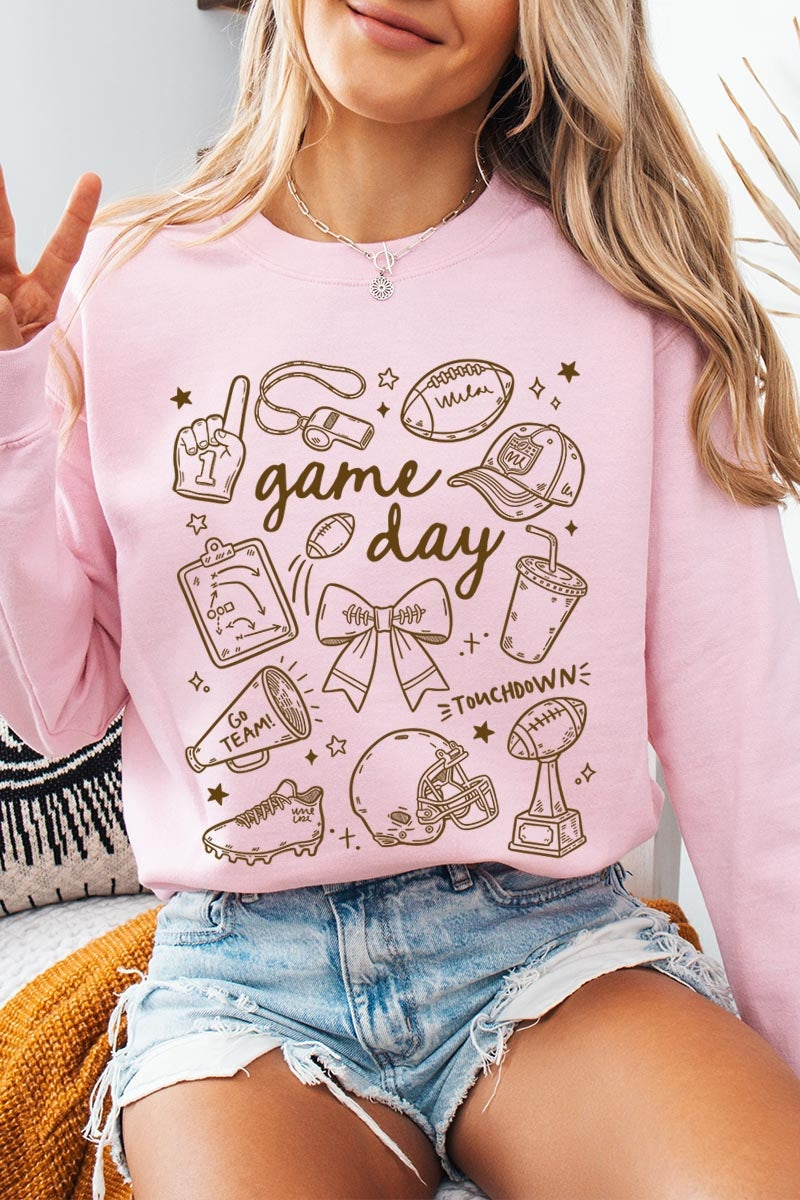 UL180P-E3081 Football Doodles Graphic Plus Sweatshirt $25