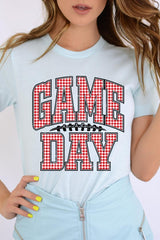 US3001P-E3126 Red Gingham Game Day Graphic Plus Tee $16
