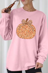 UL240-E3135 Floral Fall Pumpkin Graphic Long Sleeve Tee $13.75