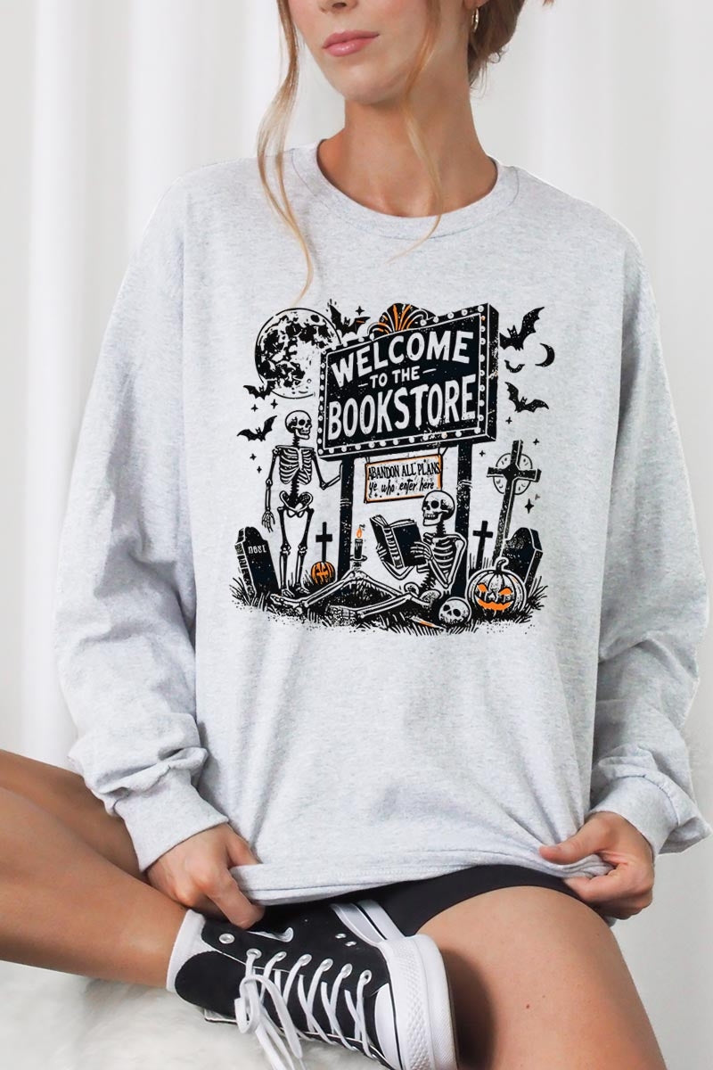 UL240P-E3122 Bookstore Halloween Graphic Plus Long Sleeve Tee $17