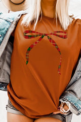 US3001-E3211 Red Bow Christmas Graphic Tee $12.5