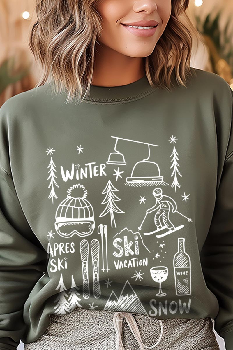 UL180P-E3188 Ski Doodle Graphic Plus Sweatshirt $25