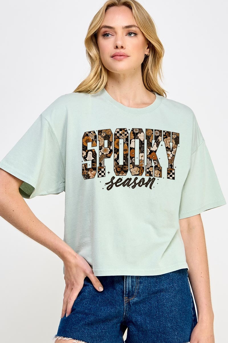 CTS-E3105 Spooky Season Halloween Graphic Relaxed Crop Top $11