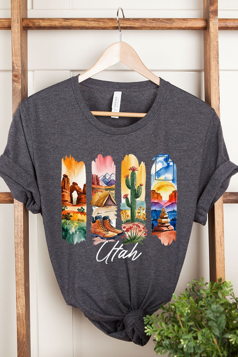 US3001-E3061UT Utah State Brushstroke Graphic Tee $12.5