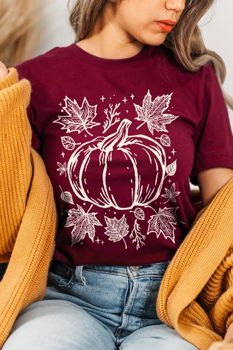 US3001P-E3162 Fall Pumpkin Graphic Plus Tee $16