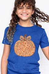 US3001Y-E3135Z Floral Fall Pumpkin Kids Graphic Tee $11
