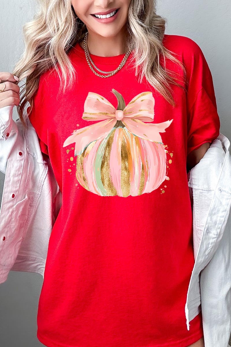 5000-E3083 Brushstroke Pumpkin Graphic Heavy Cotton Tee $9