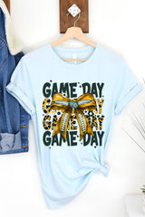 US3001P-E3090 Yellow Football Game Day Bow Graphic Plus Tee $16