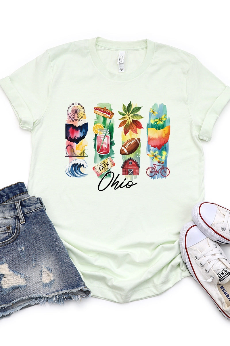 US3001-E3061OH Ohio State Brushstroke Graphic Tee $12.5
