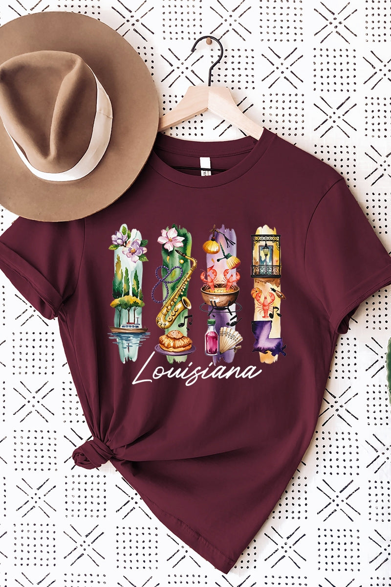 US3001P-E3061LA Louisiana State Brushstroke Graphic Plus Tee $16