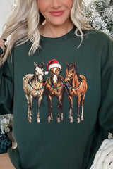 UL180P-E3182 Christmas Horses Graphic Plus Sweatshirt $25