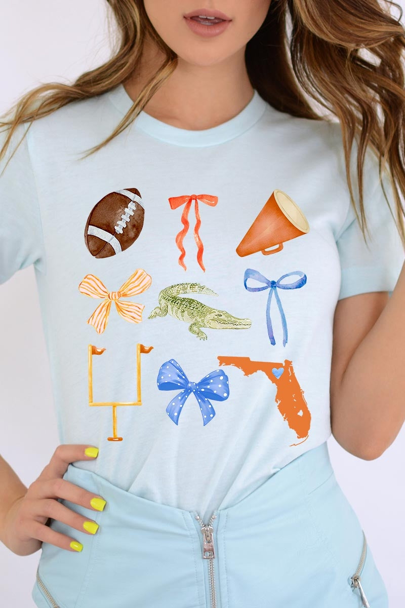 US3001-E3078 Florida Football Graphic Tee $12.5