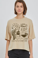CTS-E3097 Cowgirl Country Music Graphic Relaxed Crop Top $11