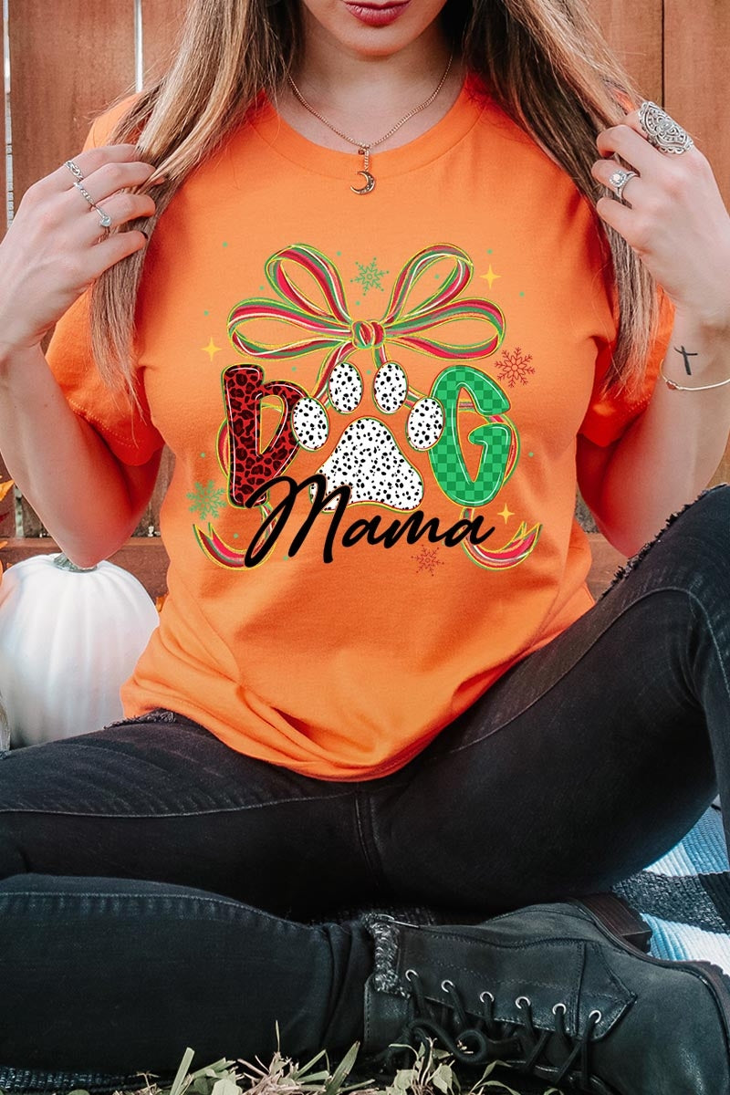 US3001-E3194 Dog Mama Christmas Paw Graphic Tee $12.5