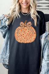 5000P-E3135 Floral Fall Pumpkin Graphic Plus Heavy Cotton Tee $12.75