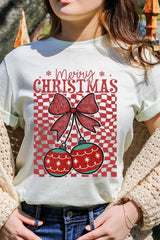 US3001-E3196 Cherry Ornament Christmas Graphic Tee $12.5