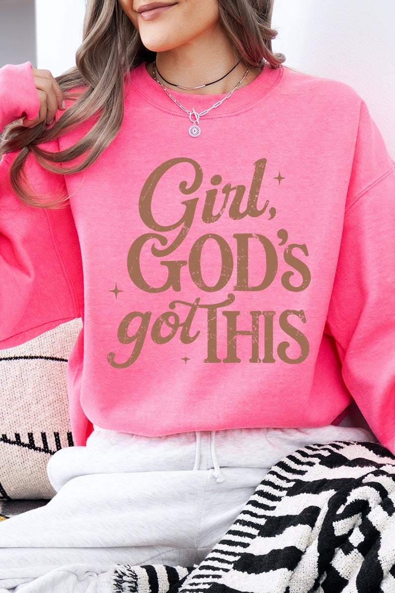 UL180-E3102 Girl, Godu2019s Got This Graphic Sweatshirt $20