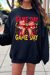 UL180-E3091 Red Yellow Football Game Day Bow Sweatshirt $20
