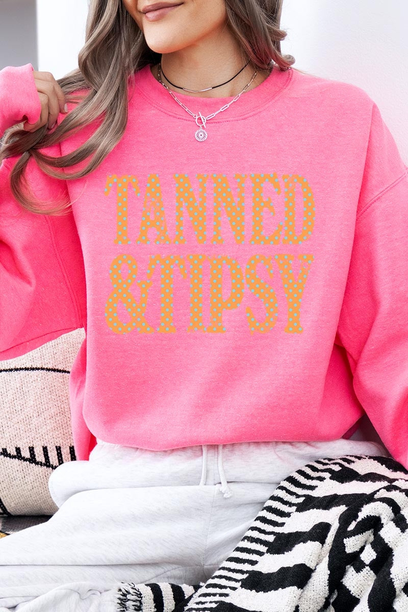 UL180-E3464 Tanned & Tipsy Dot Graphic Sweatshirt $20