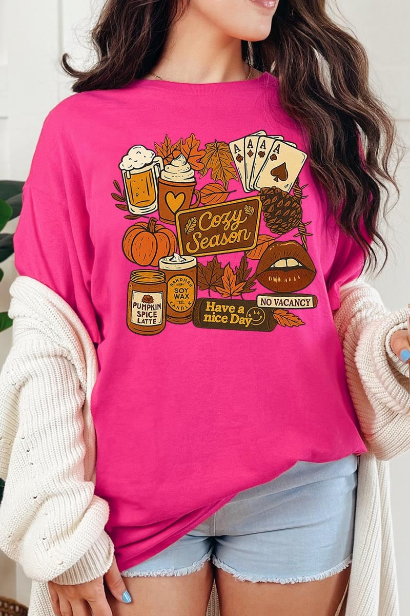 5000-E3119 Retro Fall Collage Graphic Heavy Cotton Tee $9