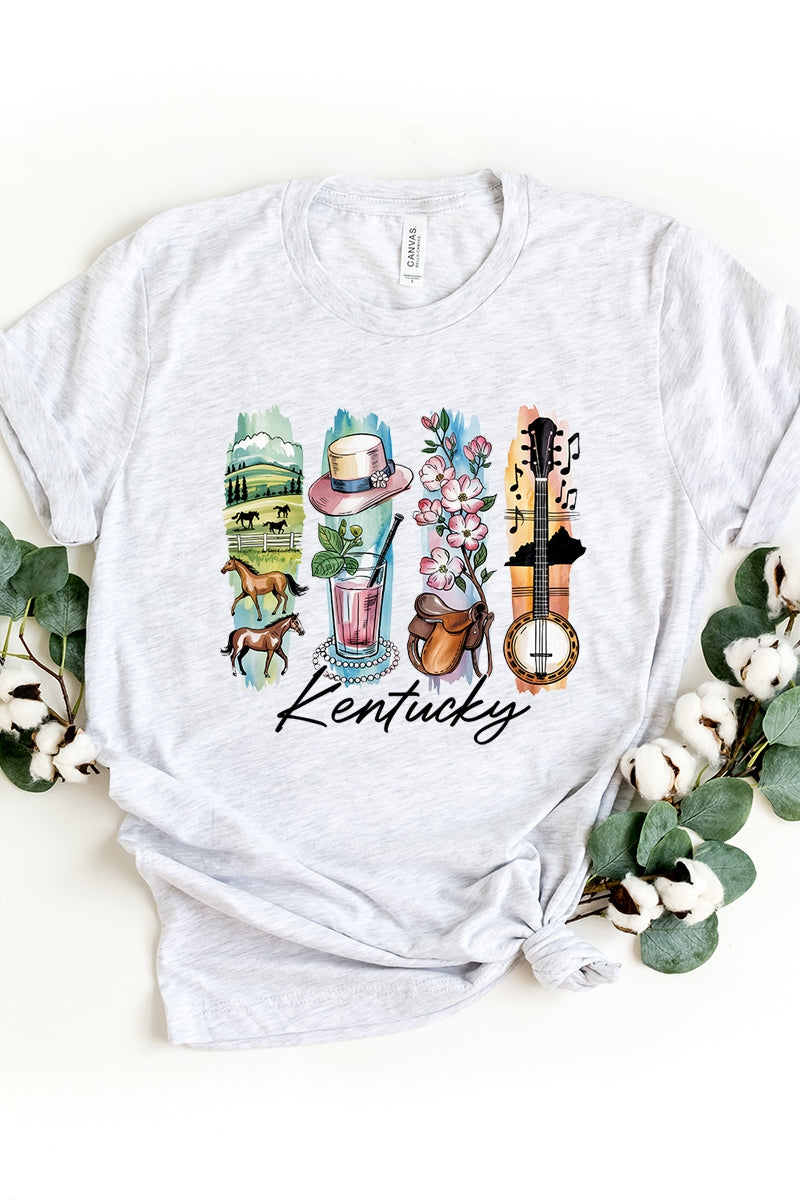 US3001P-E3061KY Kentucky State Brushstroke Graphic Plus Tee $16