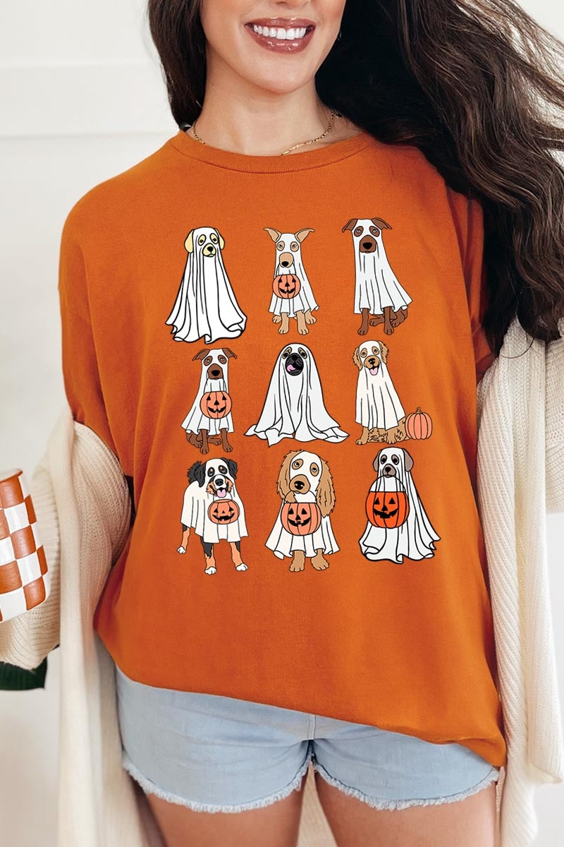 5000-E3106 Halloween Ghost Dog Graphic Heavy Cotton Tee $9