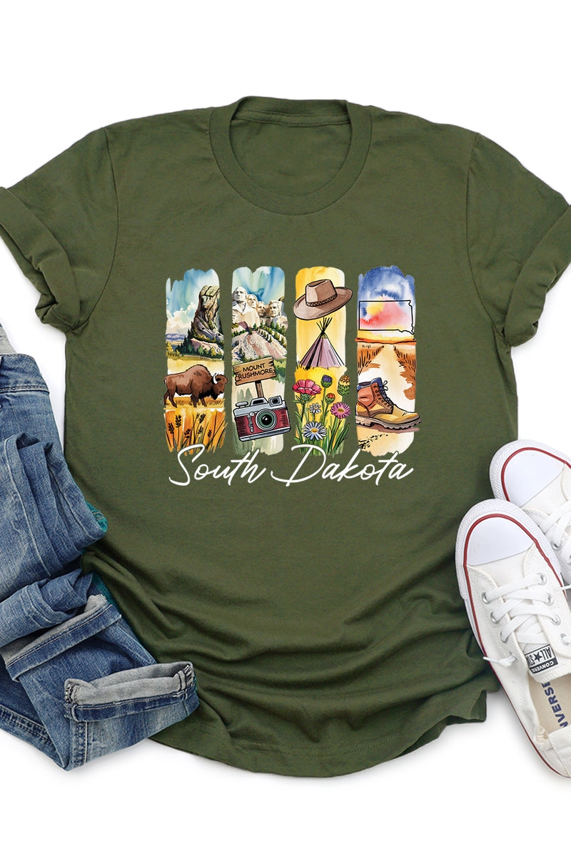 US3001-E3061SD South Dakota State Brushstroke Graphic Tee $12.5