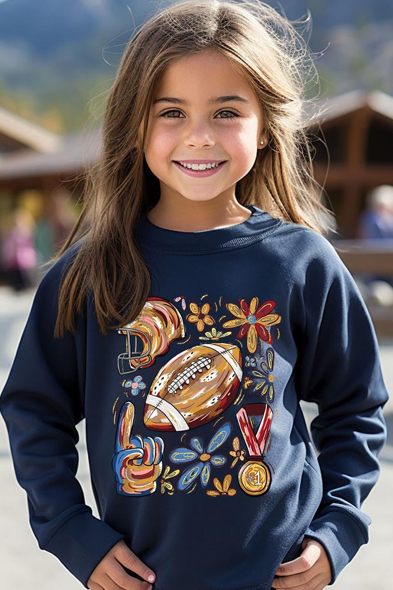UL180B-E3072Z Retro Floral Football Kids Graphic Sweatshirt $20