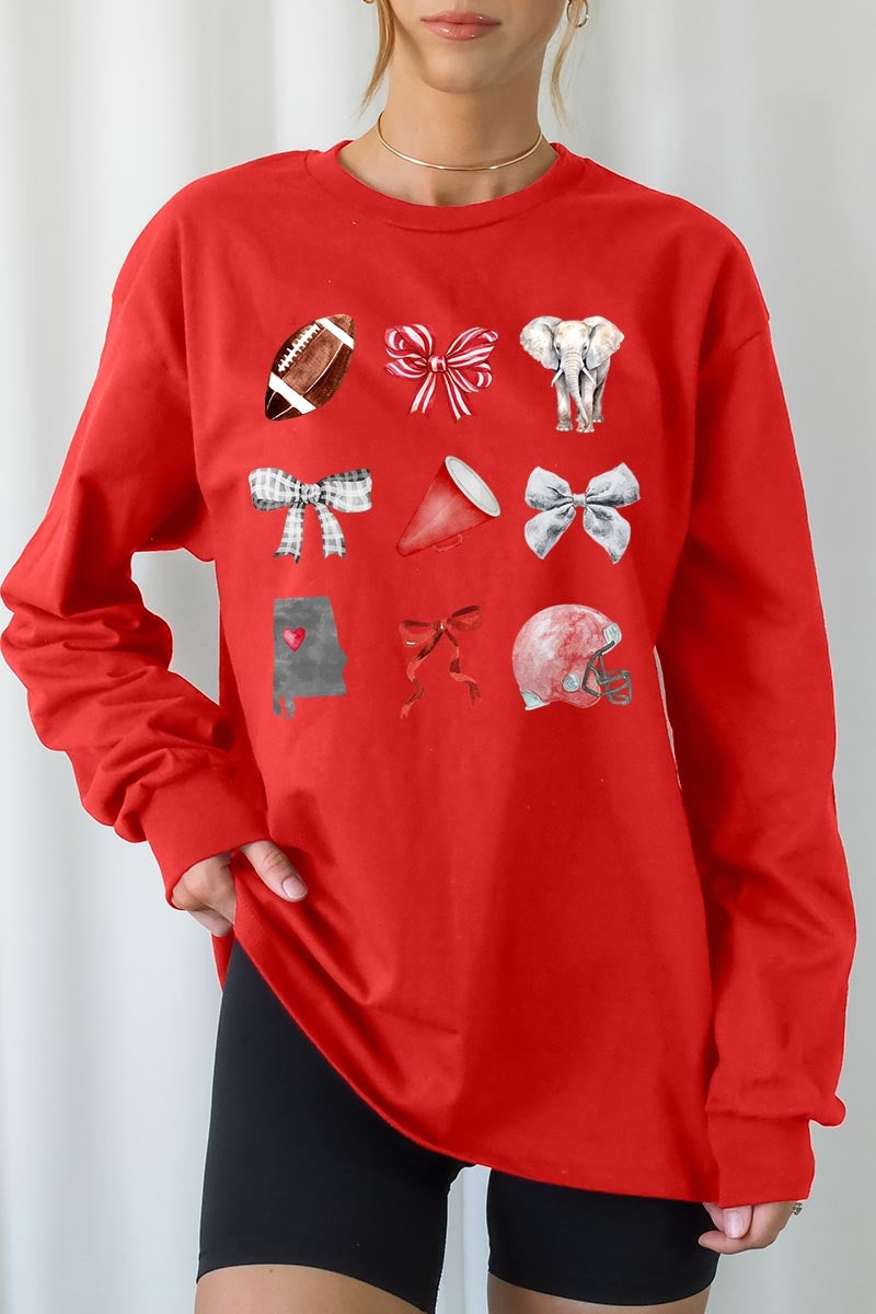 UL240-E3076 Alabama Football Graphic Long Sleeve Tee $13.75