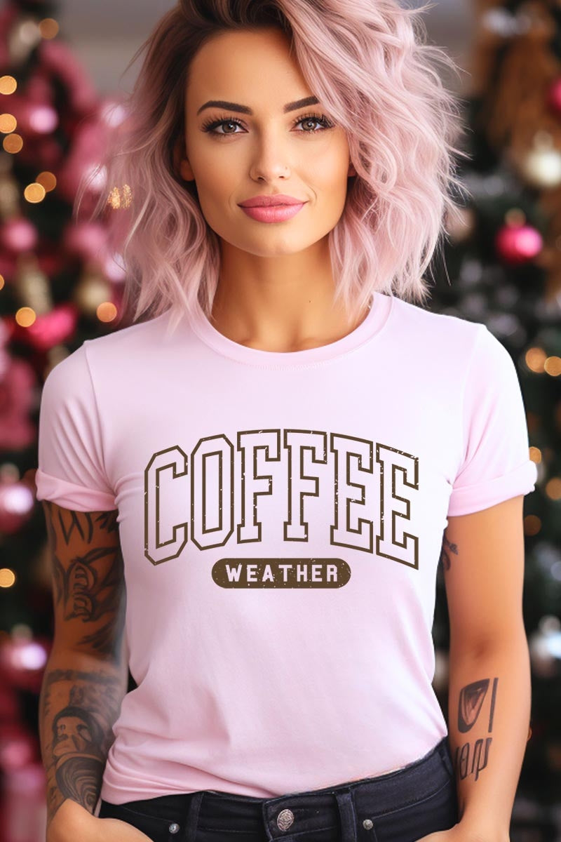 US3001-E3207 Coffee Weather Graphic Tee $12.5