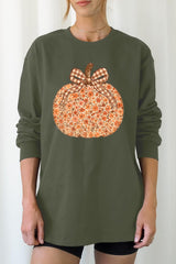 UL240-E3135 Floral Fall Pumpkin Graphic Long Sleeve Tee $13.75