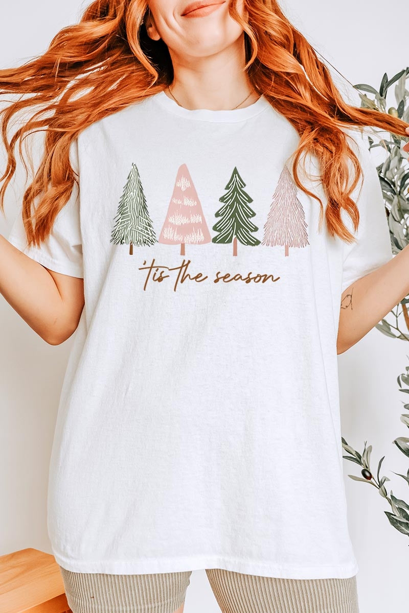 5000P-E3218 Rustic Christmas Trees Graphic Plus Heavy Cotton Tee $12.75